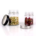 glass jar supplier 220ml round clear honey pickle glass storage jar with metal lids